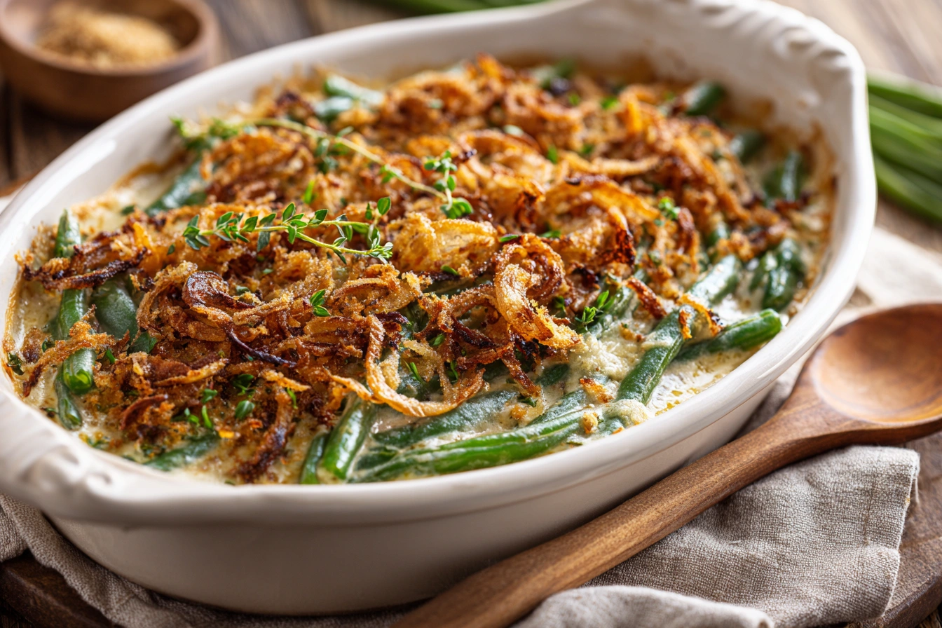 No Canned Soup! Healthy Casserole with Homemade Crunchy Onions
